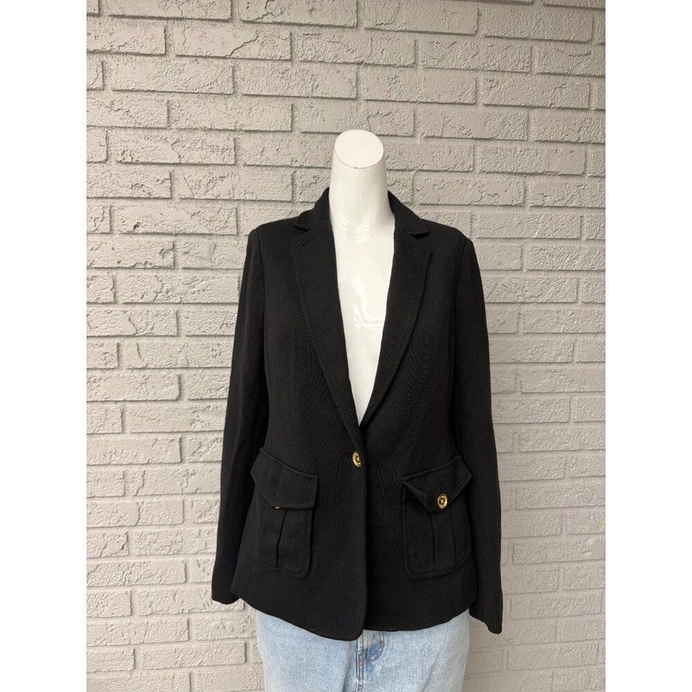Tory Burch Women’s Black Knit Blazer With Gold Hardware Size S